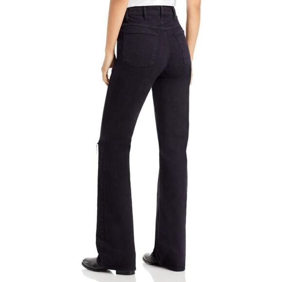 7 For All Mankind Women's Sz 30 Black Distressed Tall Bootcut Denim Jeans - Picture 11 of 11